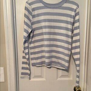 NWOT Womens Hollister Blue and White Striped Crop Top